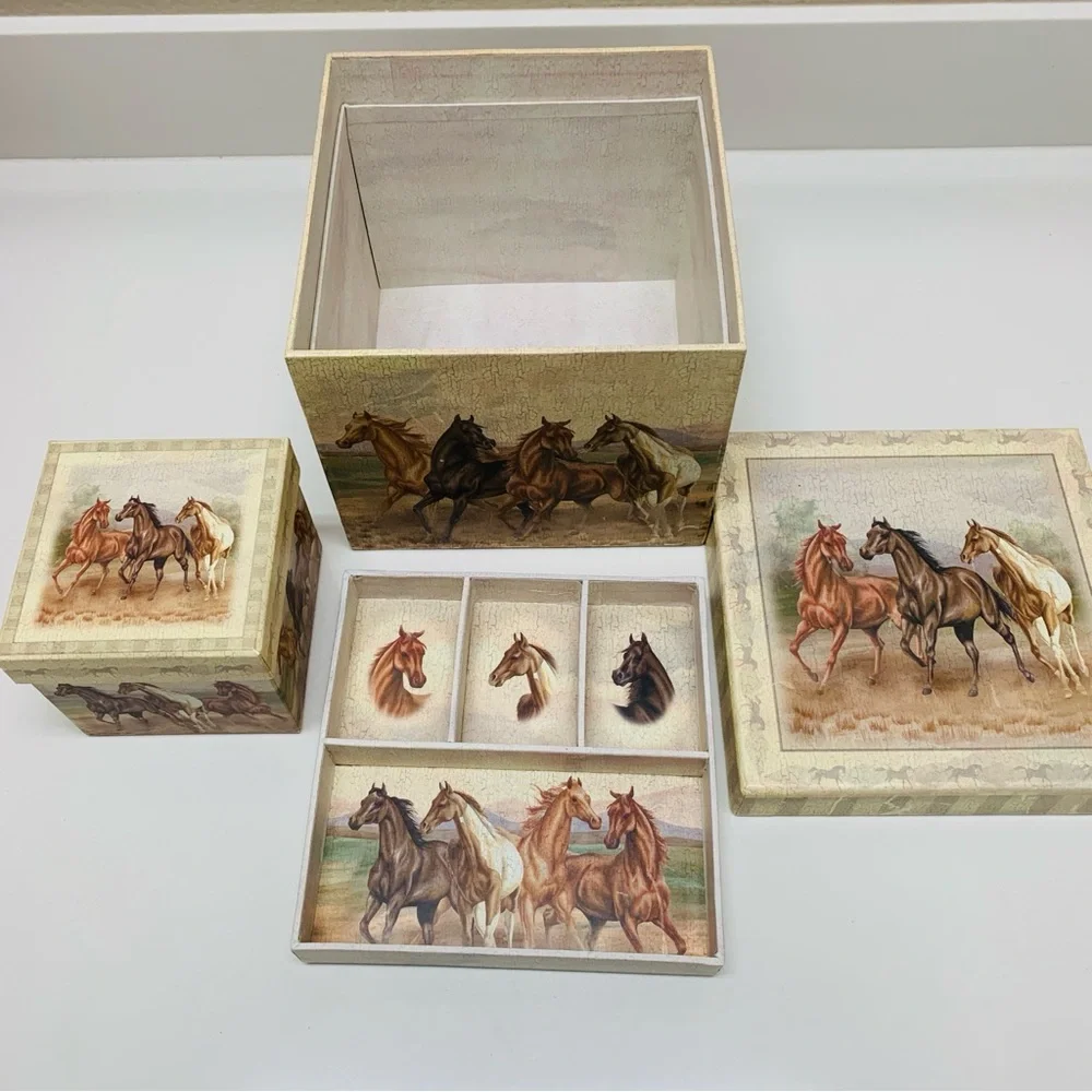 Wild Horses Jewelry Trinket Decorative Storage Box Set - Picture 2 of 14